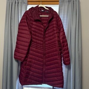 Lands' End Burgundy Quilted puffer coat